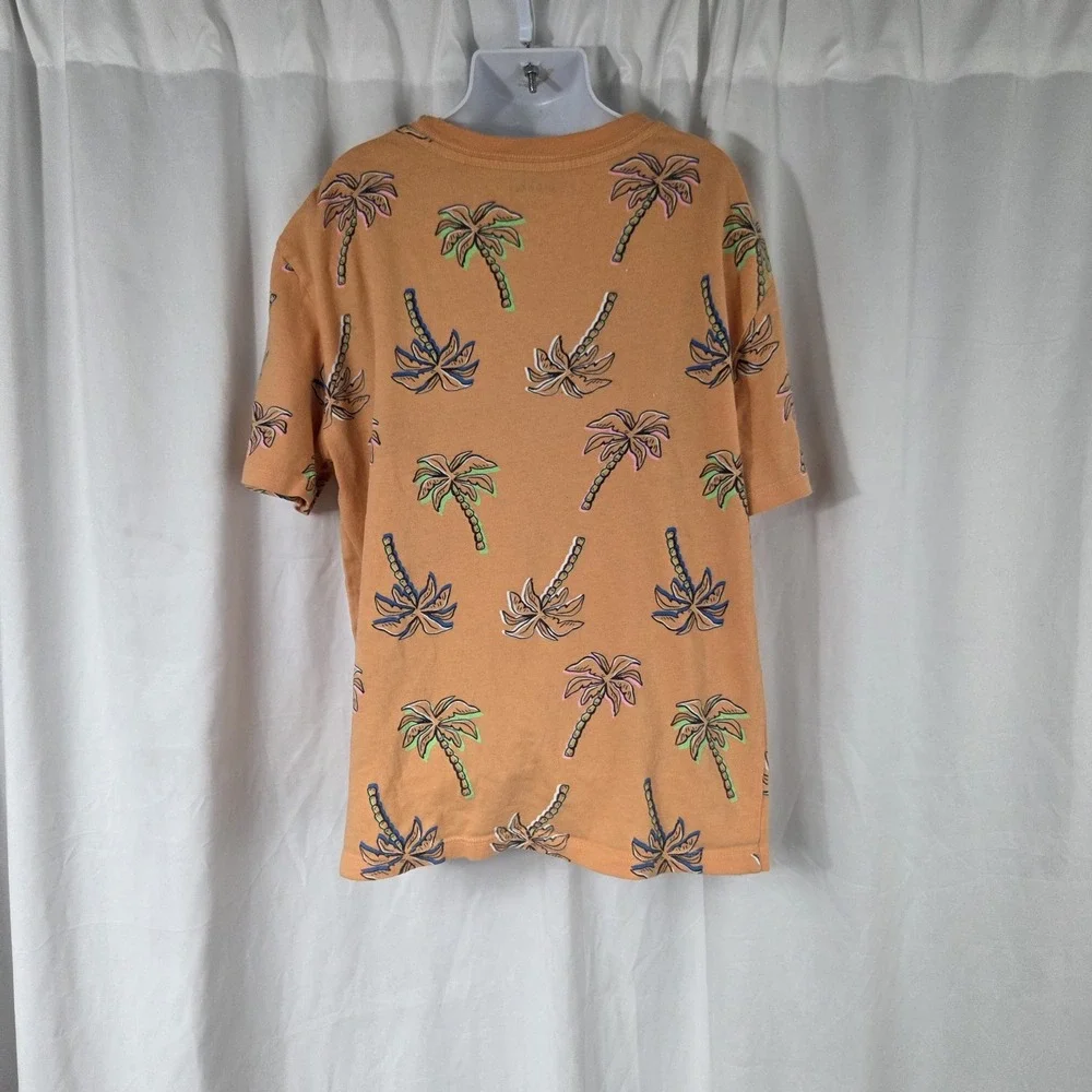 Old Navy Boys Size Large Short Sleeve Crew Neck T Shirt Orange Plam Tree Print